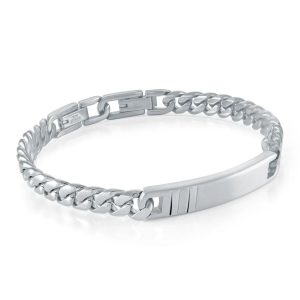 Curb & ID Plate Steel Bracelet