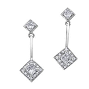 Maple Leaf Diamond Dangle Earrings
